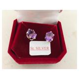 Amethyst earringsin gift box