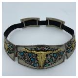 LARGE 9 BY 4!/2 BUCKLE ON OLD PAWN CONCHO BELT