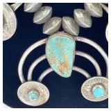 LARGE BARBER HALF DOLLAR & TURQUOISE NECKLACE