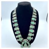 BEAUTIFUL STERLING SILVER & CARVED TURQ.NECKLACE