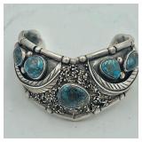 MARKED P STERLING TURQUOISE CUFF