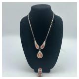 STERLING & RED CORAL NECKLACE & RING SET