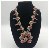 STERLING W/ CORAL SQUASH BLOSSOM