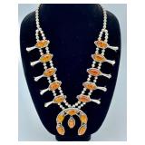 STERLING & AMBER SQUASH BLOSSOM NECKLACE