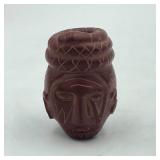 CHEROKEE RED CARVED HUMAN EFFIGY HEAD PIPE