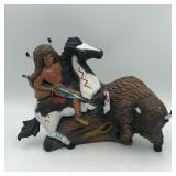 NATIVE AMERICAN HAND PAINTED CERAMIC STATUE