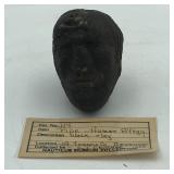 HUMAN EFFIGY PIPE BLACK CLAY