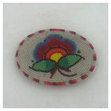 FLOWER BEADED BELT BUCKLE  3.5"x2.5"