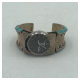 STERLING SILVER TURQUOISE PULSAR WATCH CUFF