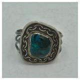 STERLING SILVER CUFF BRACELET w/ TURQUOISE