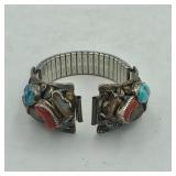 STERLING SILVER WATCH CUFF w/ TURQUOISE