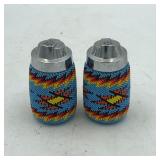HEAVILY BEADED SALT AND PEPPER SHAKER