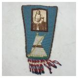 NATIVE AMERICAN BEADED LEATHER w/ PICTURE 9"