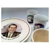 Richard Nixon Plate. Collection of Mugs