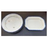 English Georgian Blue/White Platter & 4 Plates