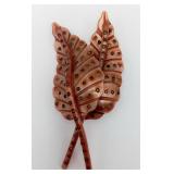 Vintage Orange Celluloid Leaf Blouse Pin