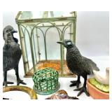 Antique Bird House, Metal Bird Figutines, etc