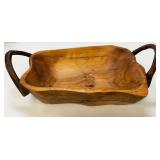 18ï¿½ Hand Carved Wood Bread Basket