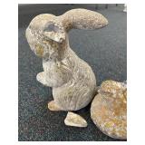 Concrete Bunny & Hen Garden Statues