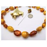 Faux Amber Necklace, Vintage Hat Pin, etc.