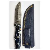 Nice Multicolored Blue Damascus Steel Knife