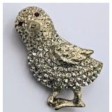 Nice Rhinestone Vintage BSK Bird Pin