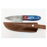 Blue Handmade Damascus Steel Hunting Knife