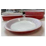 4 Pc Orange/White Pyrex Dishes