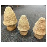 3 Concrete Garden Mushrooms