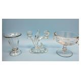 Glass Candle Holder, Compote & Vase