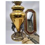 Antique Lamp, Mirror & Nice Cloth