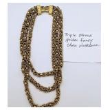 Nice Triple Strand Golden Fancy Necklace