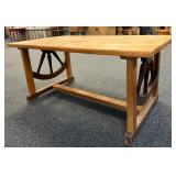 36ï¿½ Solid Oak Wagon Wheel Coffee Table