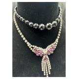 2 Vintage Rhinestone & Beaded Necklace