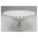 Vintage Fenton Silver Crest Milk Glass Compote