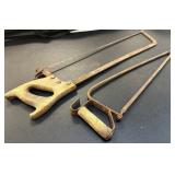 2 Wood Handled Antique Hand Saws