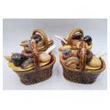 Collection of Ceramic Mexican Basket Decor