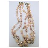 Beautiful Pink & White Vintage Beaded Necklace