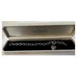 Zales Diamond & Sterling Chain Link Heart Bracelet