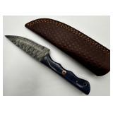 8ï¿½ Damascus Steel Blade Knife With Sheath
