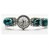 Nice Silver & Turquoise Wrist Watch