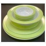 Rare 10Pc Lime green/ White Pyrex Dish Set