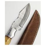 White Damascus Steel Hunting Knife