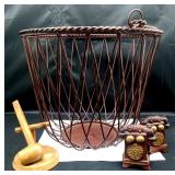 Vintage Metal Basket, Telephone Shakers, Pipe