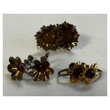 3 Vintage Flower Ear Screws