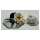 Beautiful Porcelain Flower & Hand Blown Glass Dove