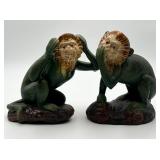 Pair of Vintage Majolica Style Ceramic Monkeys