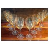 Set of 8 Amber-Hued Iridescent Wine Glasses