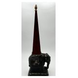 Decorative Obelisk Atop an Elephant 19 1/2"