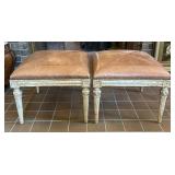 2 Neiman Marcus Leather Top Accent Chairs